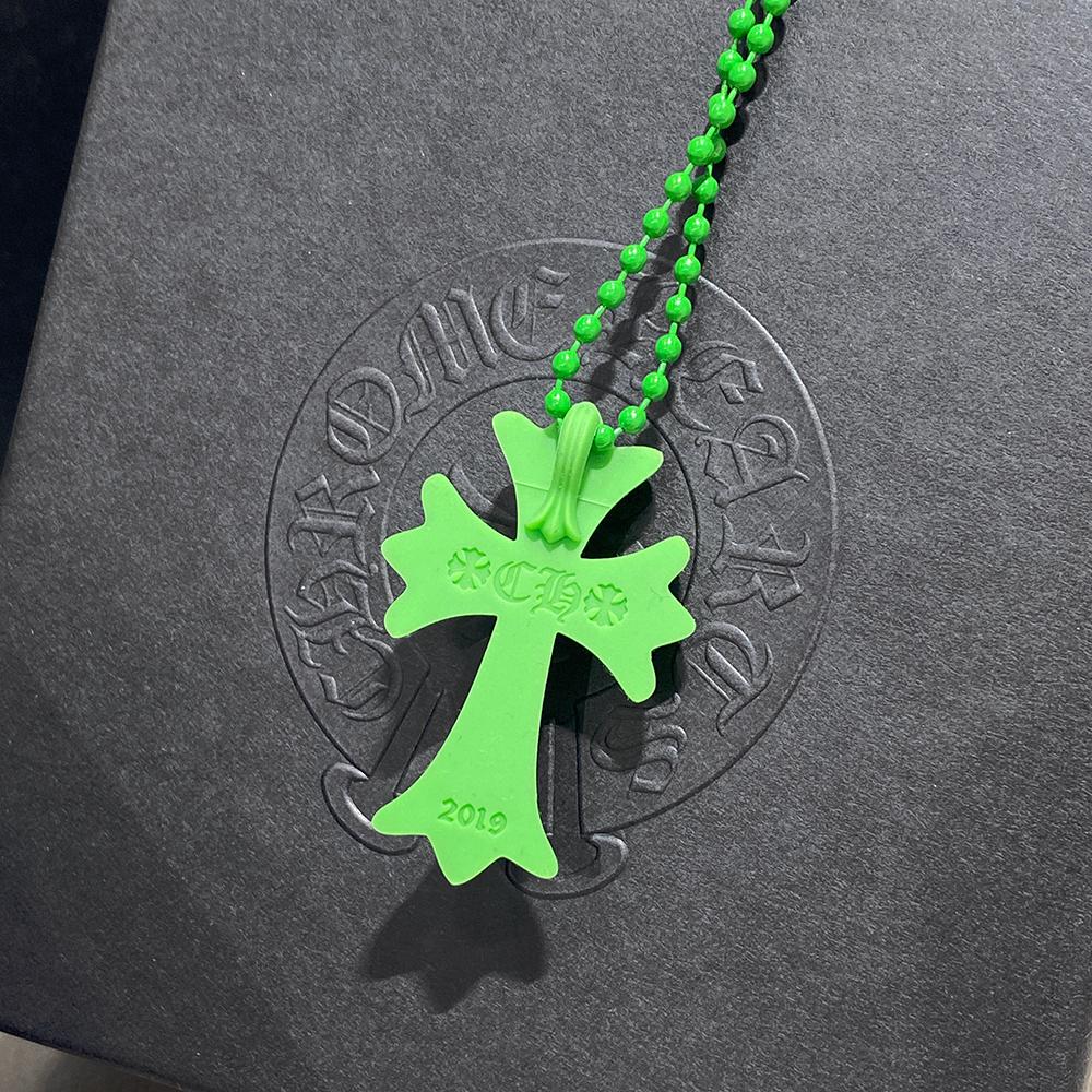 Chrome Hearts Green CH Cross Pendant Necklace Unisex