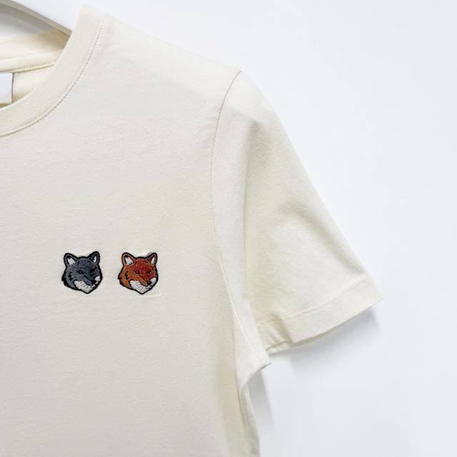 Maison Kitsune Double Bold Fox Head Short Sleeve T-Shirt Whi OW011C FKJ0008 P702