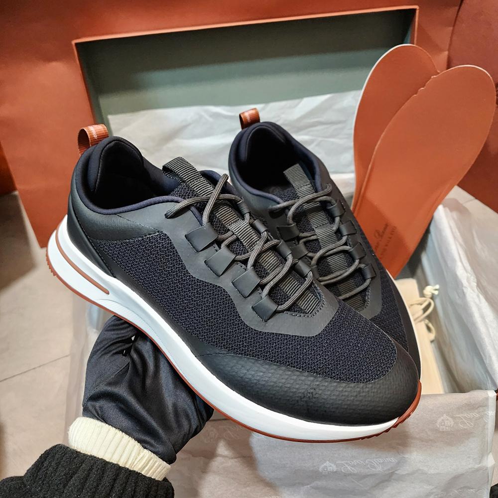 Loro Piana Black Suede Calfskin Weekend Walk Low-Top Sneakers