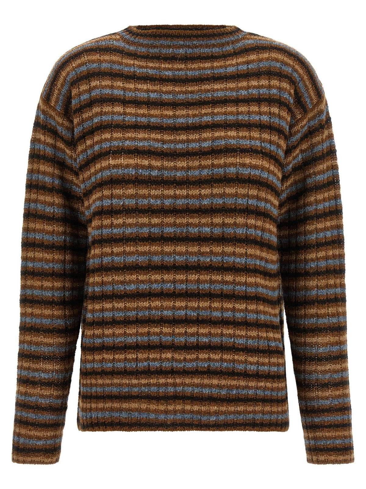 PRADA Wool Blend Round Neck Knit Sweater for Men Brown