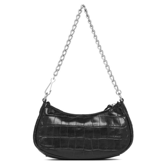 BALENCIAGA Le Cagole Crocodile-Embossed Shoulder Bag Black