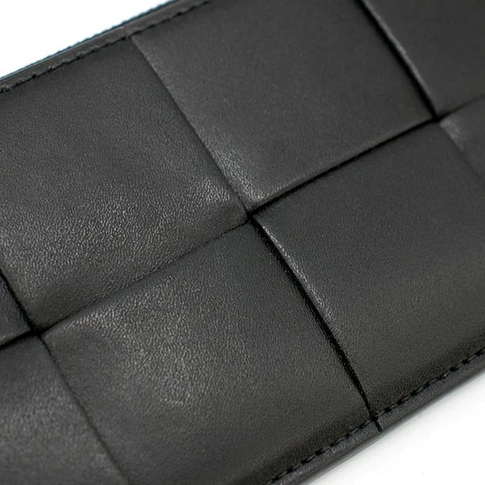 Bottega Veneta Cassette Long Zip Card Case Leather Navy