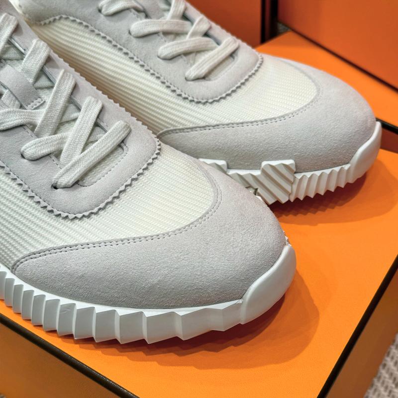 HERMES Men’s Bouncing Suede White H Low-Top Sneakers