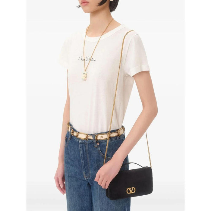 VALENTINO Logo Chain Wallet Bag Black Crossbody