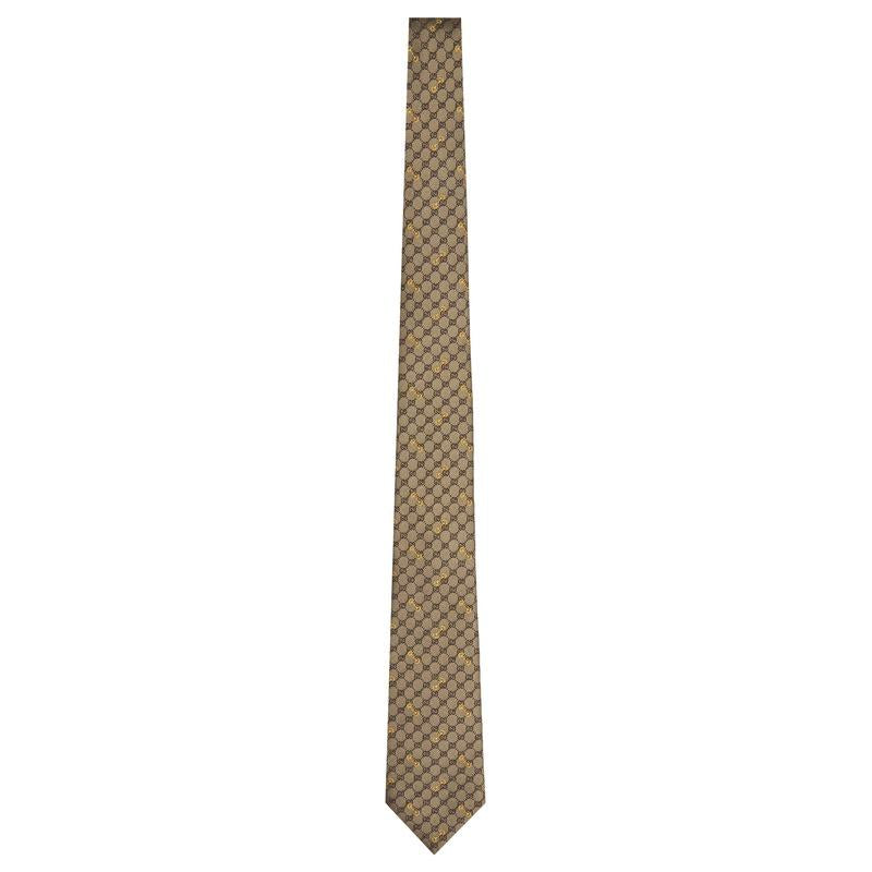 GUCCI GG Pattern Silk Tie Beige Brown Men's Accessory