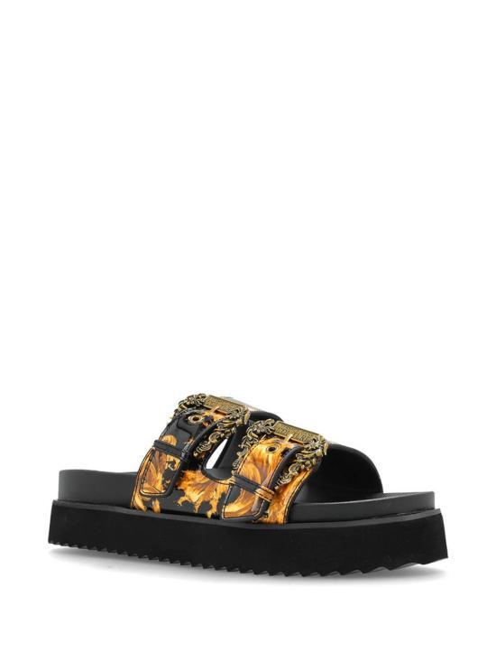 Versace Black Mule Slide Sandals 80VA3SM1 ZS366 G89 BLACK GOLD DOM