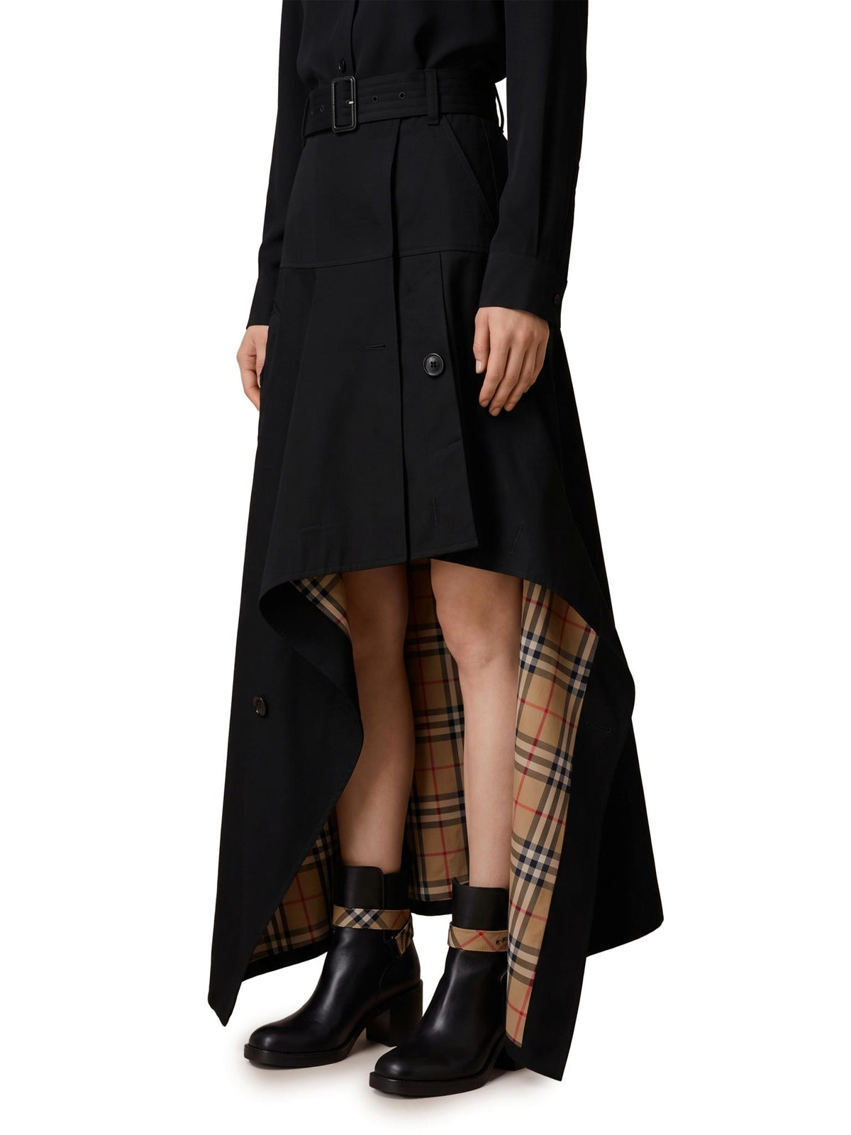 BURBERRY Black Long Sleeve Midi Dress