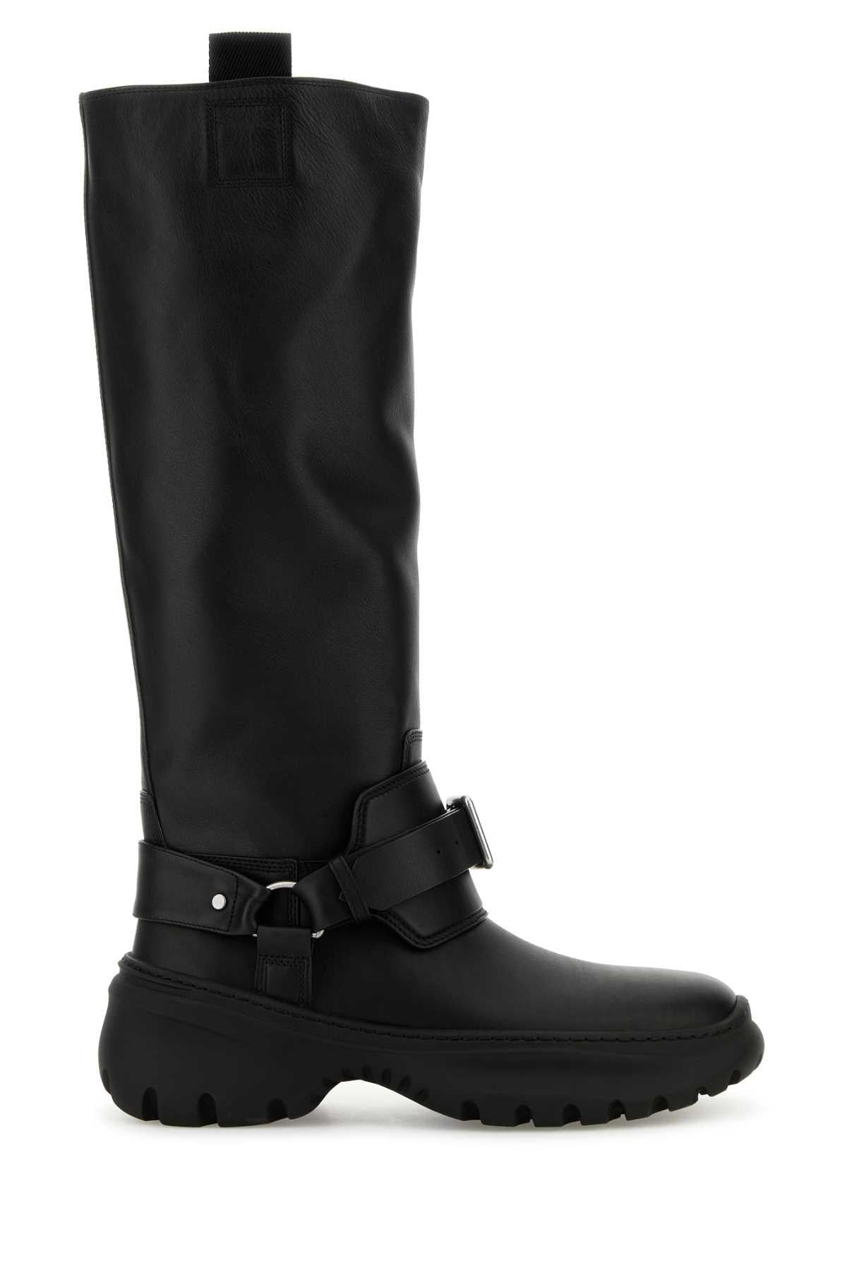 BURBERRY Black Leather Mid-Calf Boots