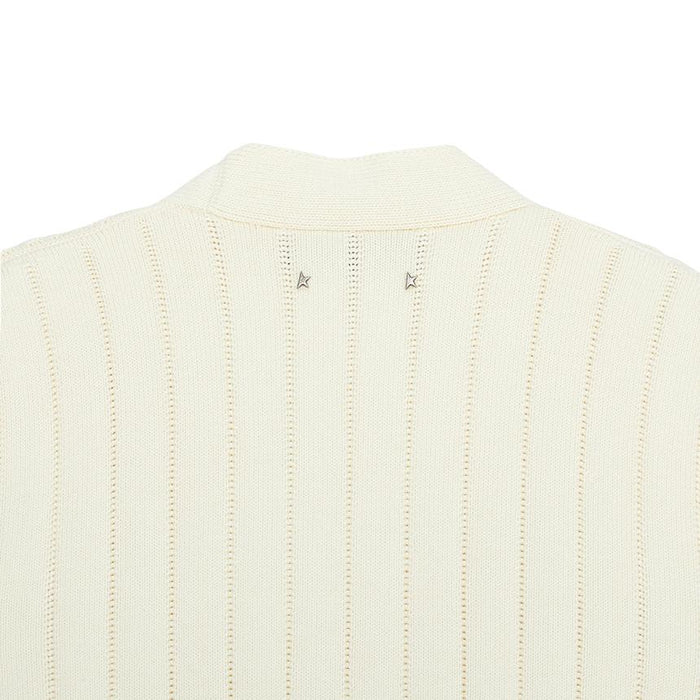 GOLDEN GOOSE Men’s Knit Cardigan Ivory Wool Blend