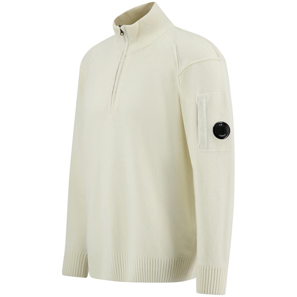 CP Company Half-Zip Turtleneck Knit Sweater for Men White