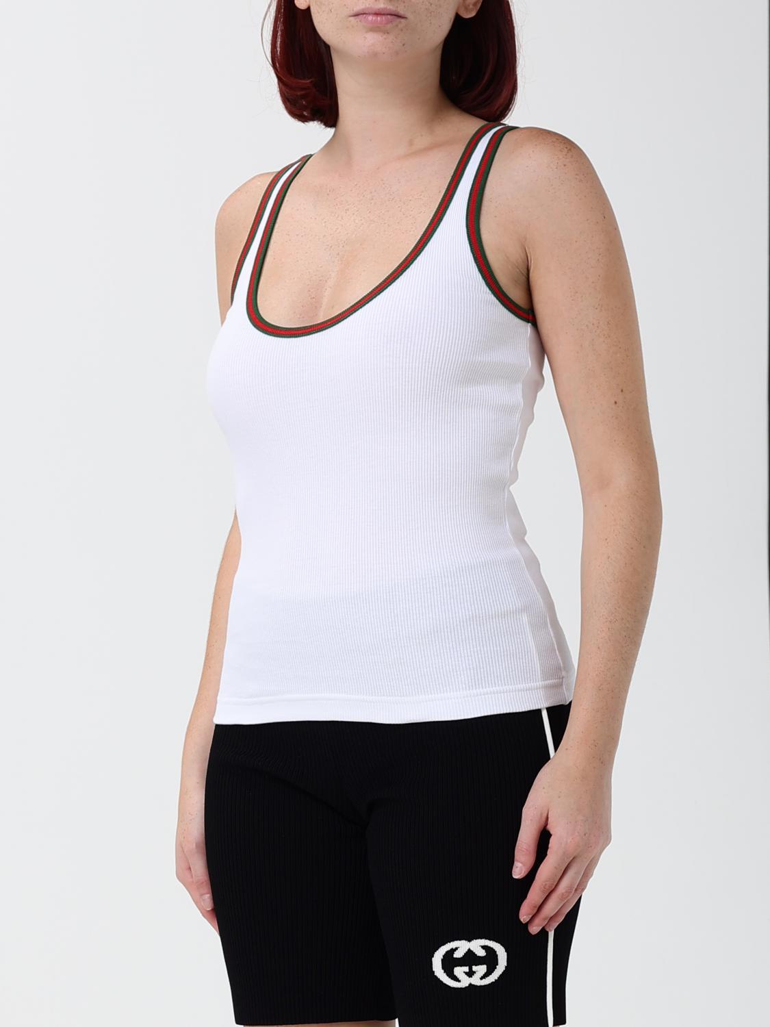 GUCCI White Cotton Tank Top Sleeveless Shirt