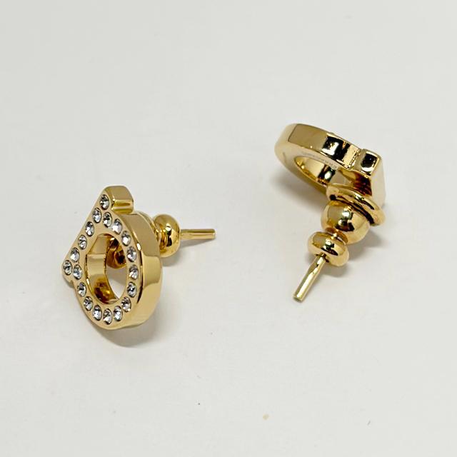 Ferragamo Gancini Crystal Earrings Gold-Tone