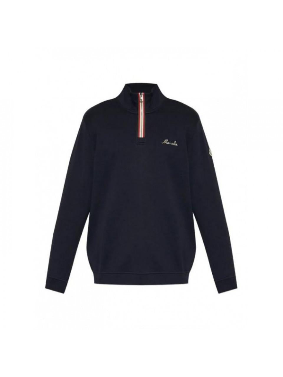 Moncler Men's Embroidered Logo Polo Neck Sweatshirt