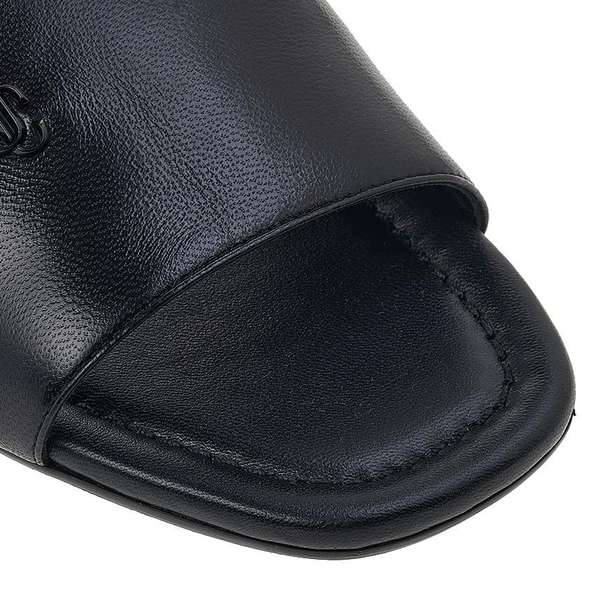 Jimmy Choo Black Nappa Leather Square Toe Open Sandals