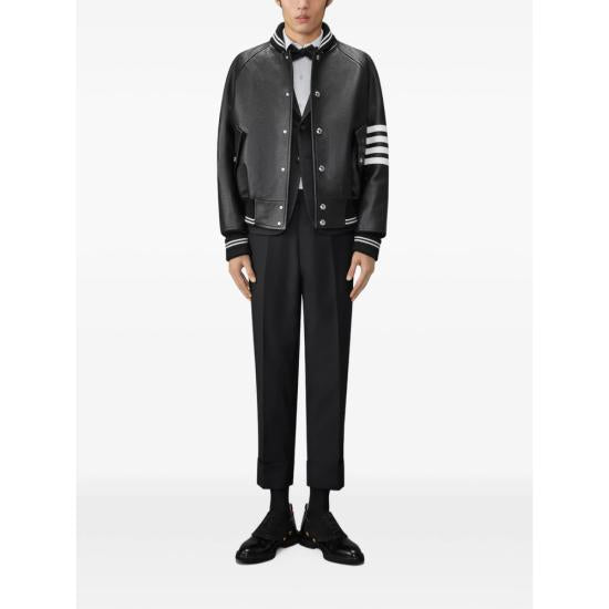THOM BROWNE Black Leather Jacket