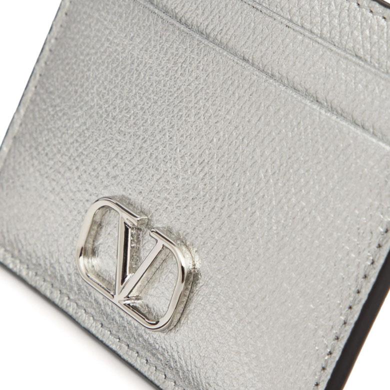 VALENTINO V Logo Signature Leather Card Holder Wallet Unisex 4W2P0V32RFY S13