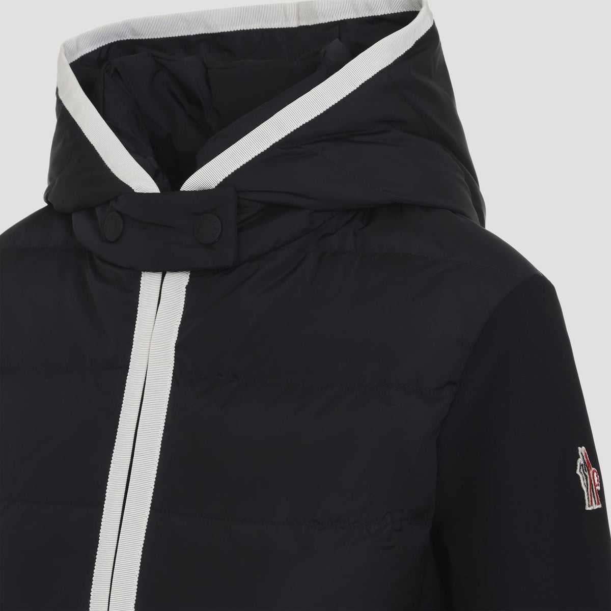 Moncler Black Wool Zip-Up Knit Cardigan