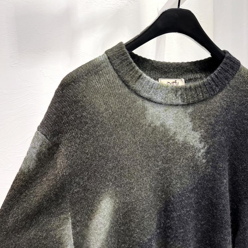 HERMES Cashmere Replique Equestre Crewneck Sweater Khaki Unisex