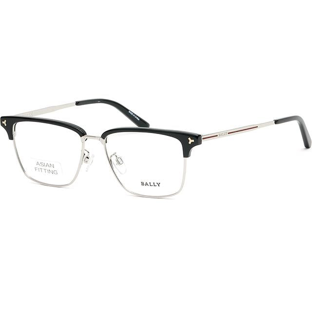 BALLY Silver Black Semi-Rim Square Eyeglasses Asian Fit Unisex BY5051D 004