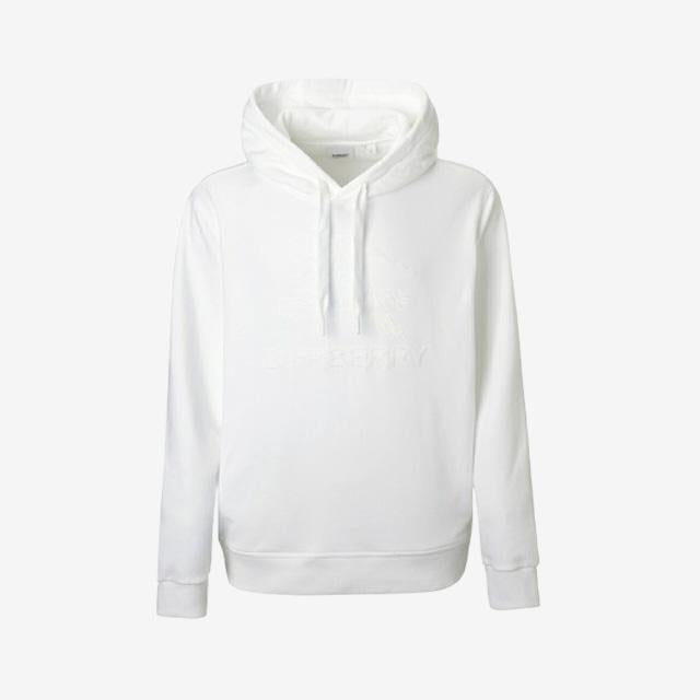 BURBERRY Embroidered Logo Hoodie White Men's Hoodie