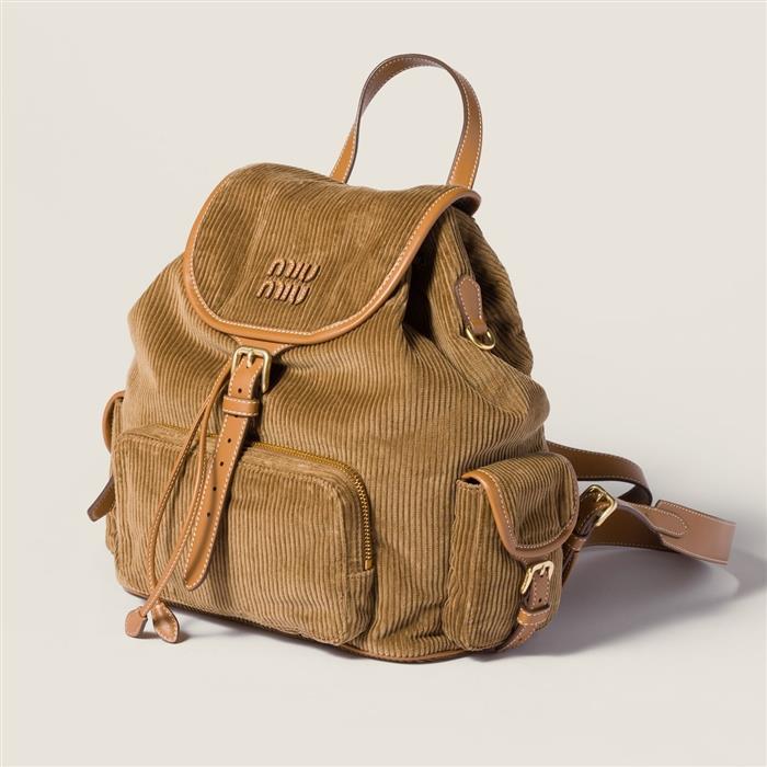 Miu Miu Corduroy Large Backpack Black