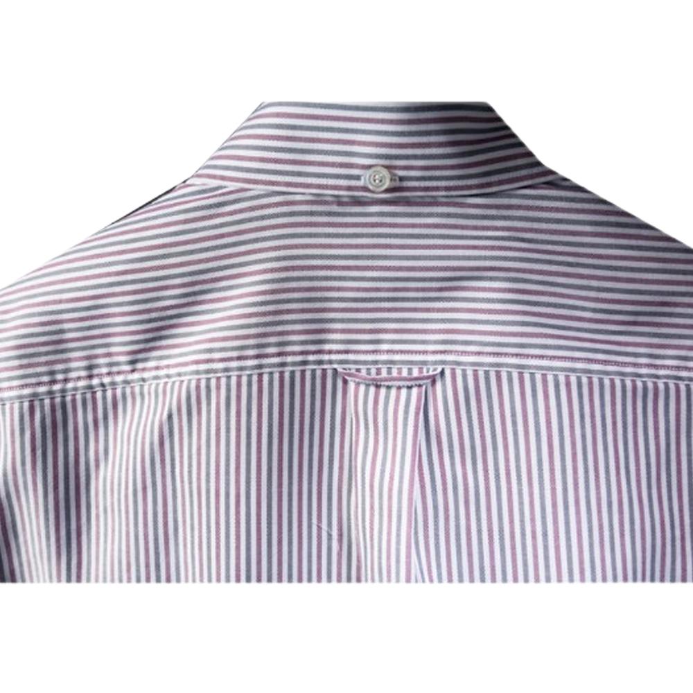 GOLDEN GOOSE White Cotton Striped Pocket Long-Sleeve Shirt