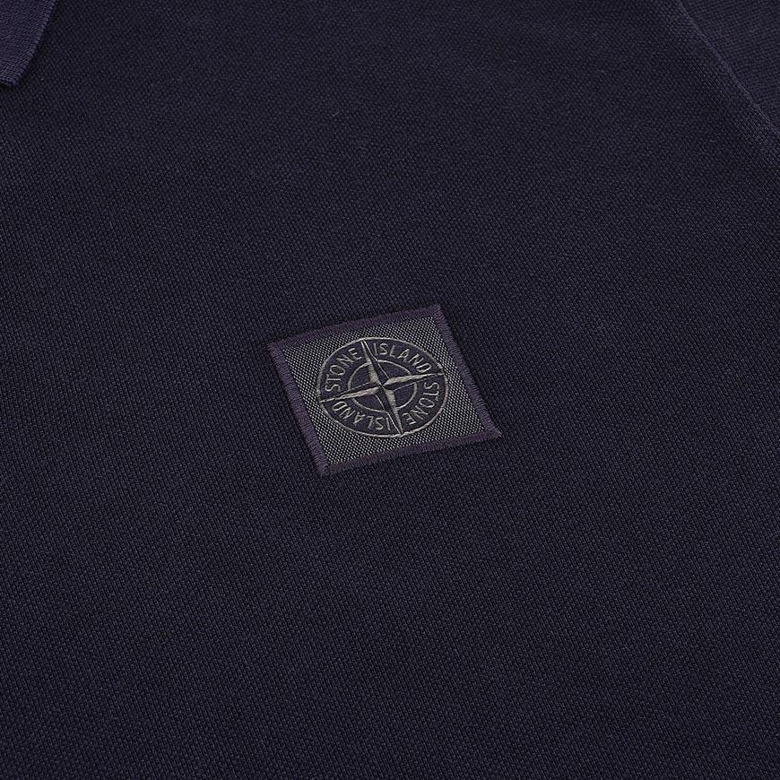 STONE ISLAND Logo Patch Cotton Polo Shirt Black Men