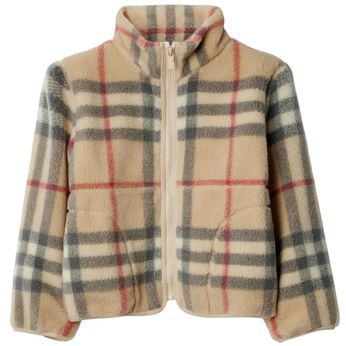 BURBERRY Beige Check Fleece Jacket Women 8100024