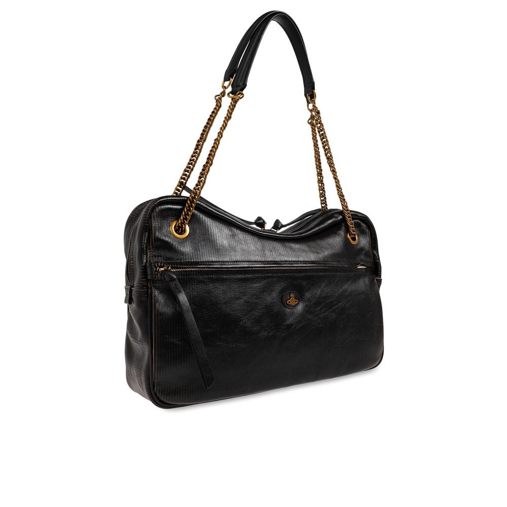 Vivienne Westwood Dolce Large Shoulder Bag Black Leather