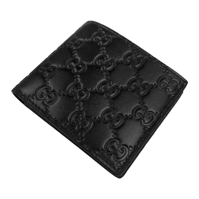 GUCCI Signature Guccissima Black Leather Bifold Wallet 779836 CWC1N 1000