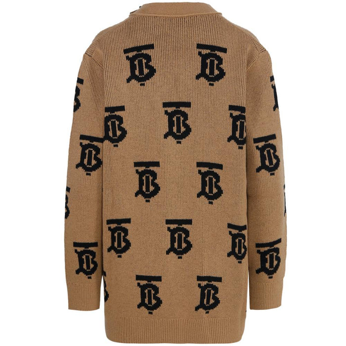 BURBERRY Camel Wool TB Logo Cardigan