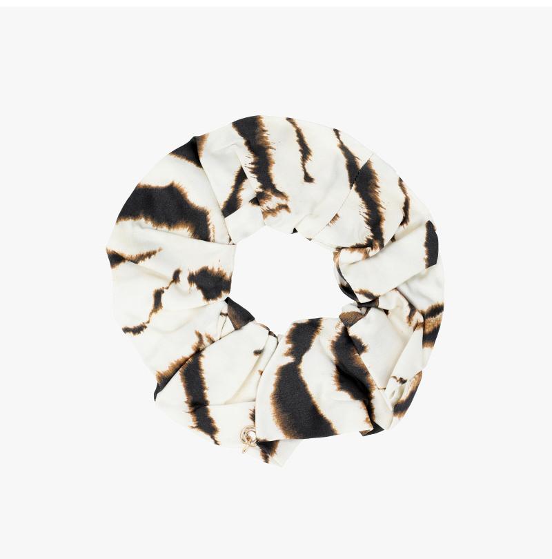 GANNI Animal Print Stretch Satin Scrunchie Hairband
