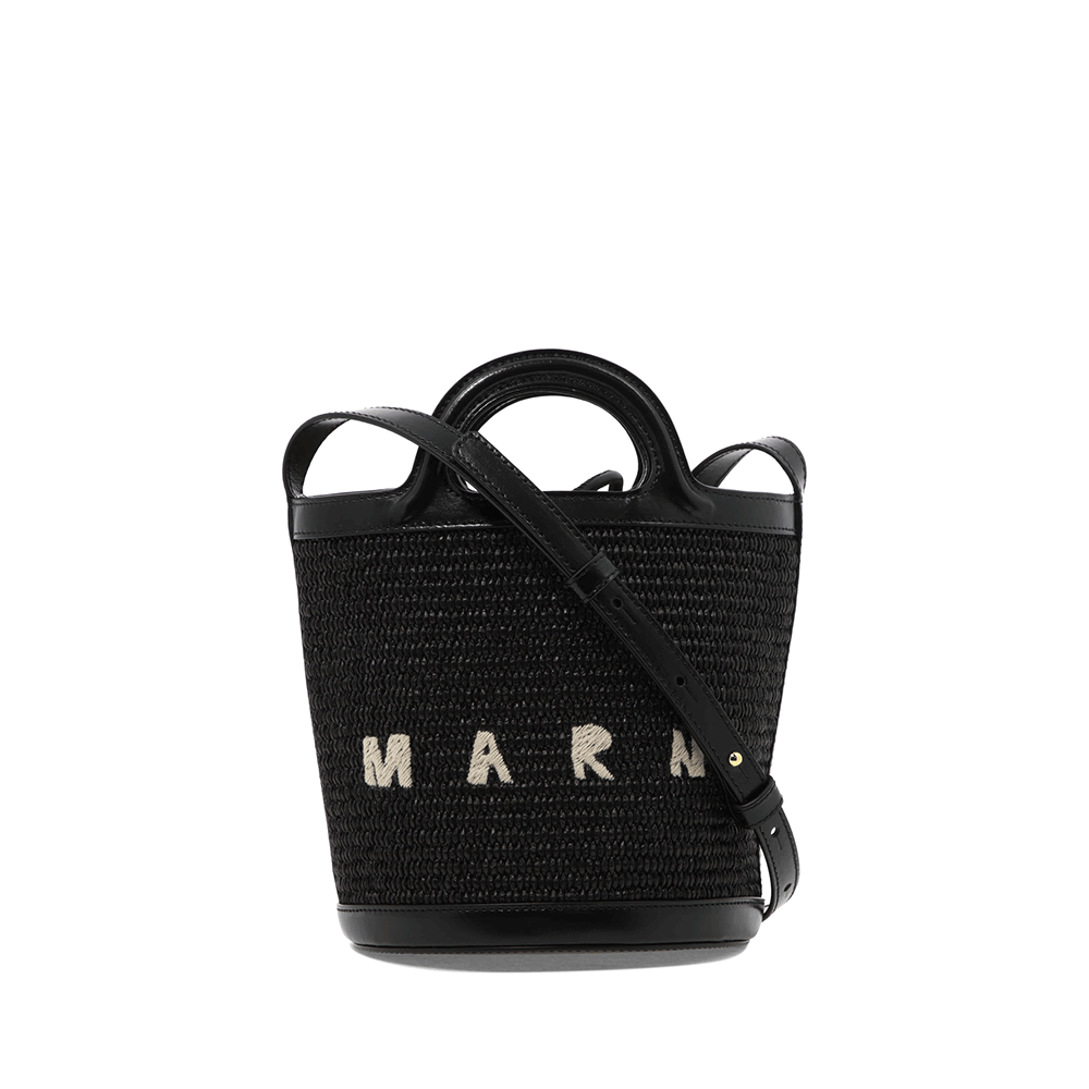 Marni Mini Bucket Crossbody Shoulder Tote Bag Black Leather