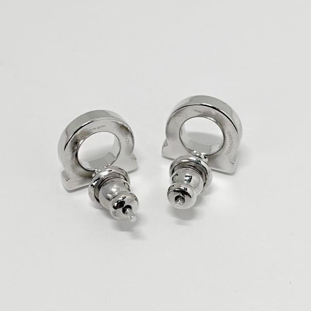 Ferragamo Gancini Crystal Earrings Gold-Tone Women’s Jewelry