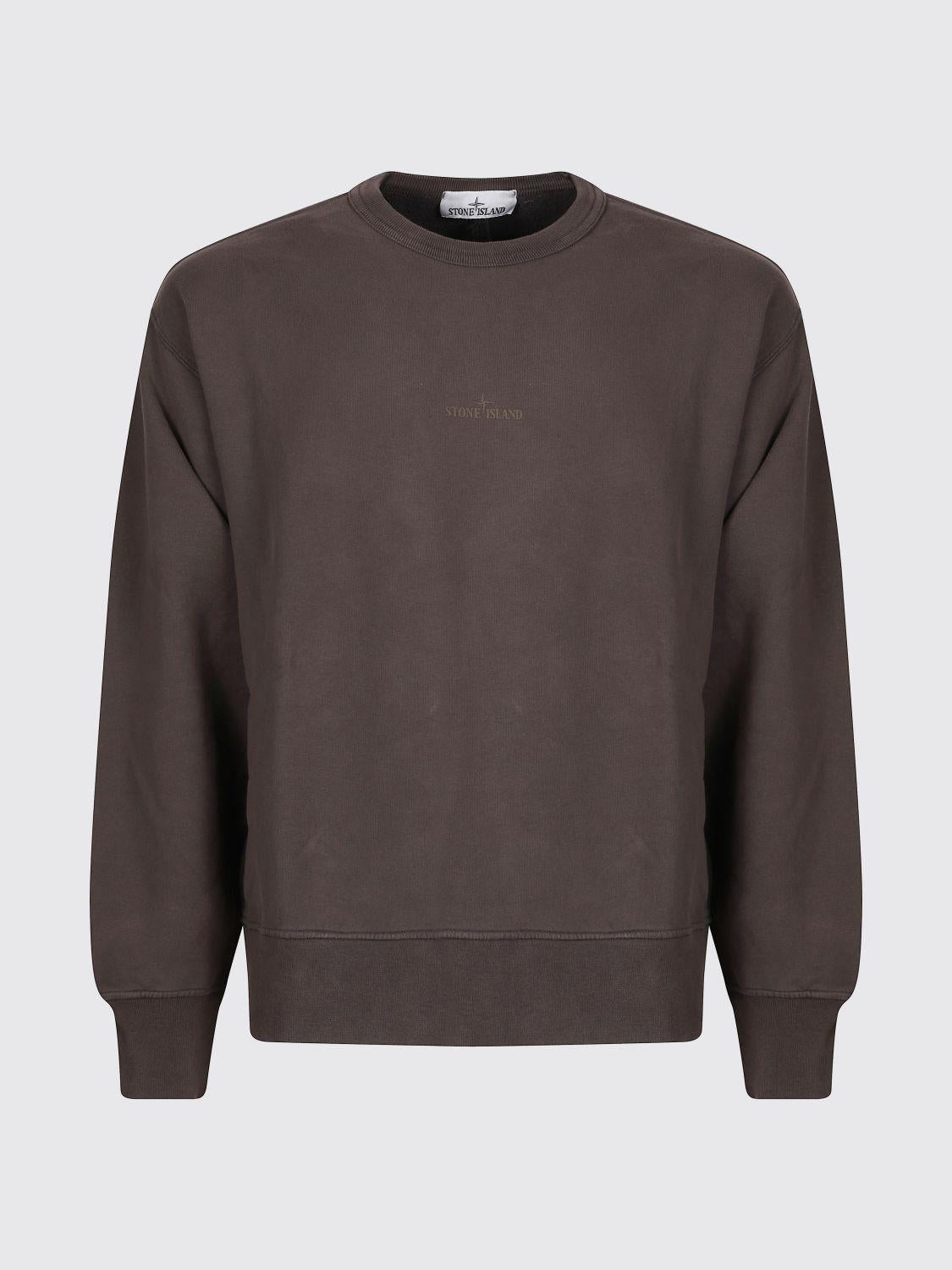 STONE ISLAND Black Cotton Crewneck Sweatshirt for Men