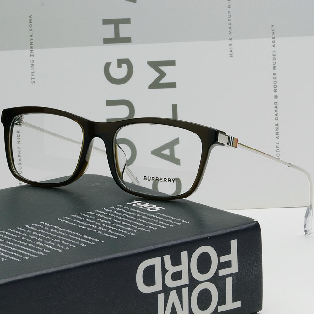 BURBERRY Dark Green Square Acetate Optical Glasses Asian Fit Unisex BE2384F 4026