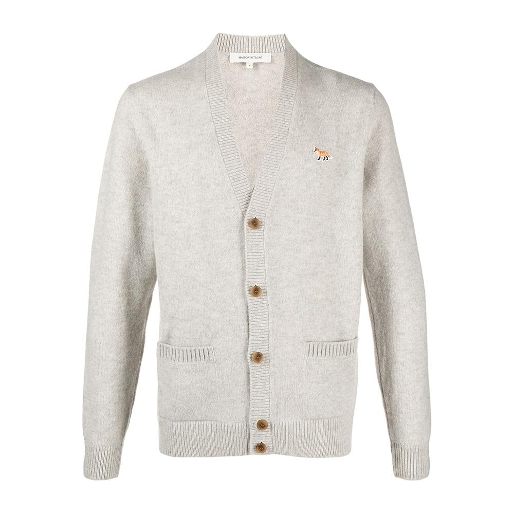 Maison Kitsune Baby Fox Patch Cardigan Grey Men’s Knit LM00507 KT1006 H120