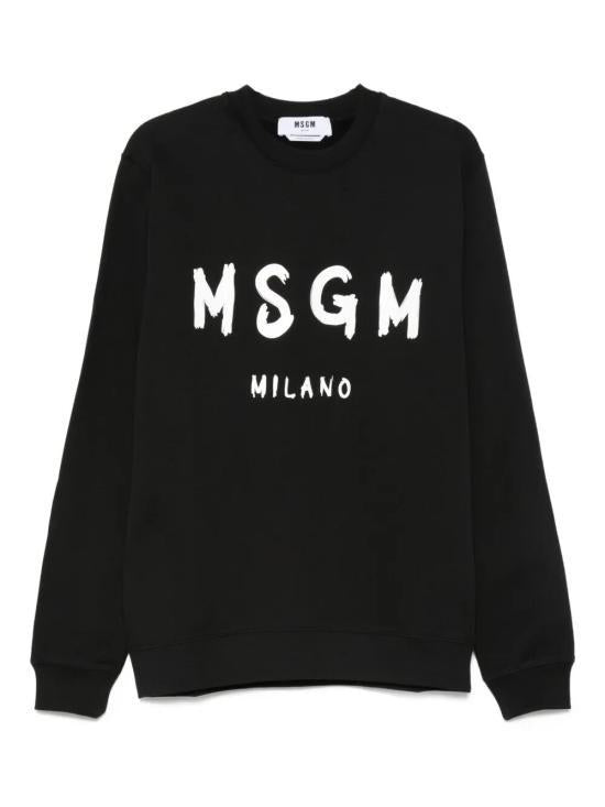 MSGM Brushed Logo Sweatshirt Black Men’s Pullover 2000 MM513 300001