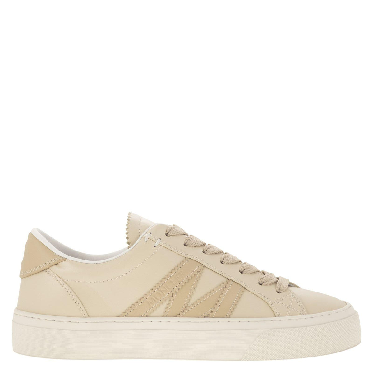 Moncler White Leather Low-Top Sneakers