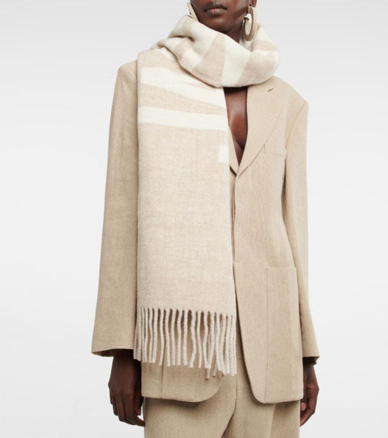 JACQUEMUS Le Chouchou Jacquard Logo Virgin Wool Scarf/Muffler