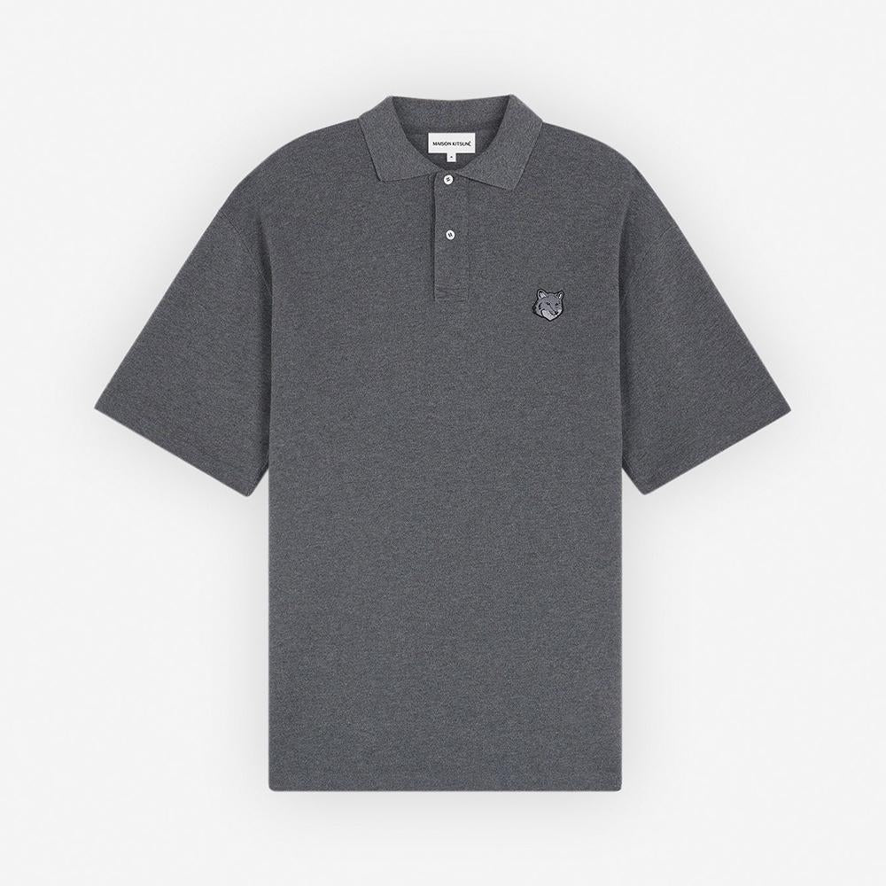 Maison Kitsune Bold Fox Head Oversized Polo T-Shirt Gray MM00202 KJ7010 H170