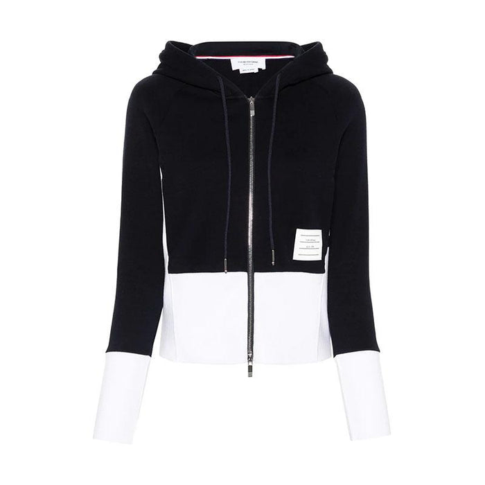 THOM BROWNE 4-Bar Women’s Hooded Zip-Up Jacket Navy