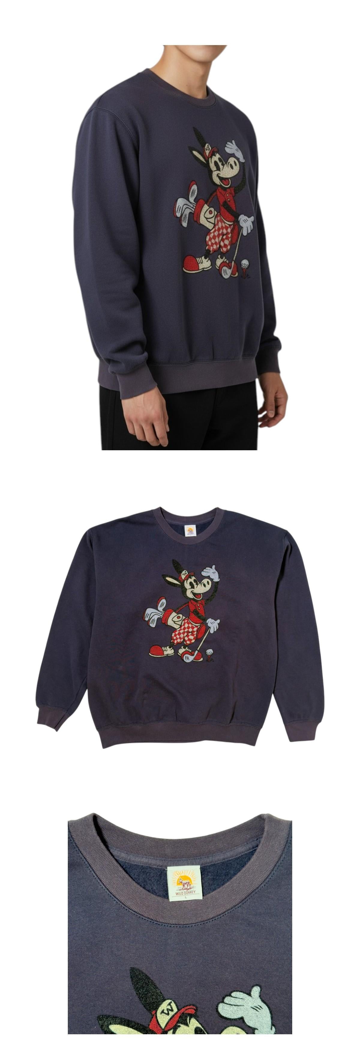 Wild Donkey Deep Navy Blue Steam Golf Crewneck Sweatshirt Unisex