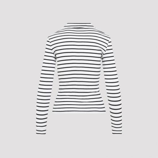 CELINE Stripe Silk Jersey Polo Shirt RX0L0809W 01OB OFF WHITE BLACK DOM