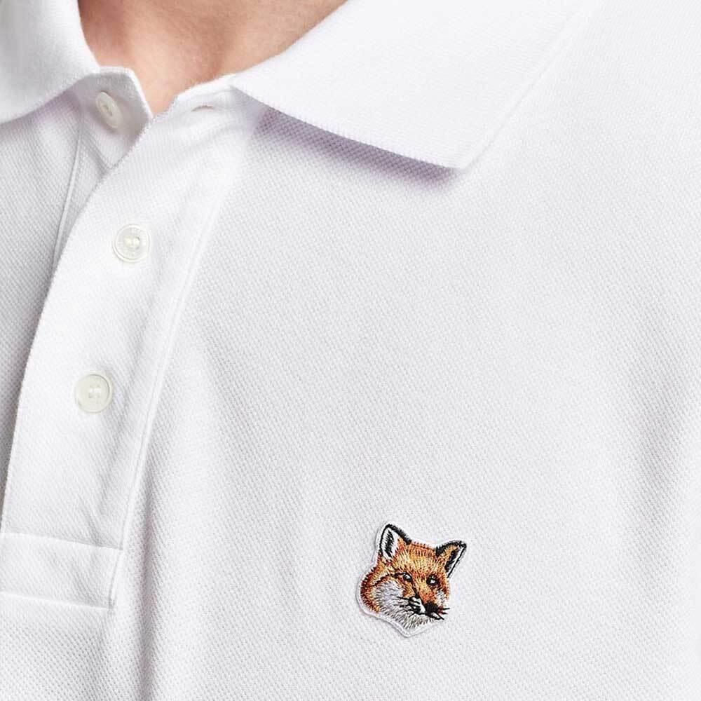 Maison Kitsune Fox Patch Regular Polo T-Shirt White