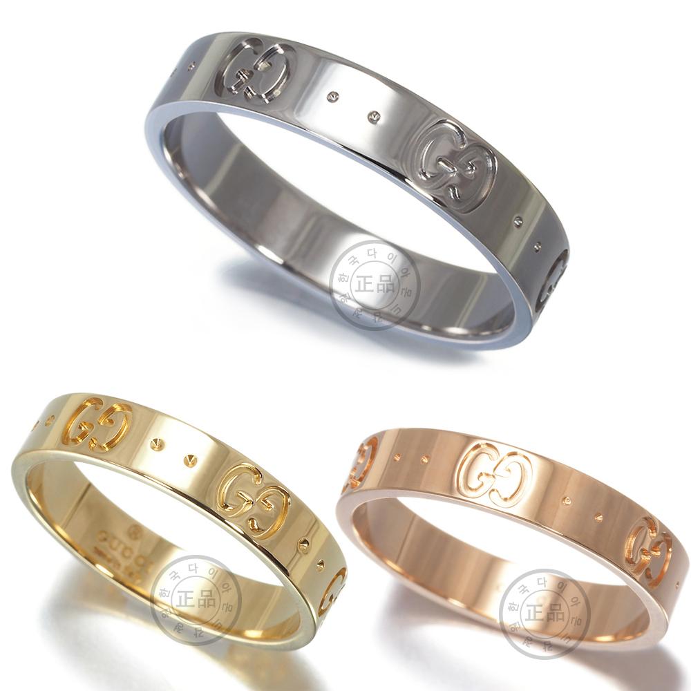 GUCCI Icon Iconic Ring White Yellow Rose Gold Unisex Jewelry 18k