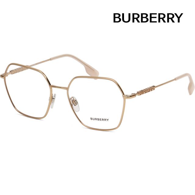BURBERRY Gold-Tone Lightweight Geometric Frame Eyeglasses Unisex BE1381 1337