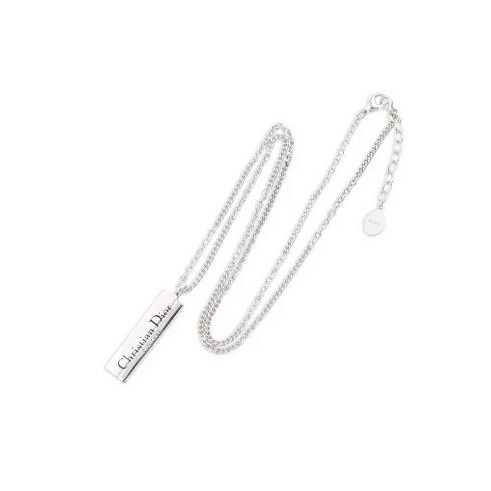 DIOR Couture Cut Pendant Unisex Necklace Silver-Tone