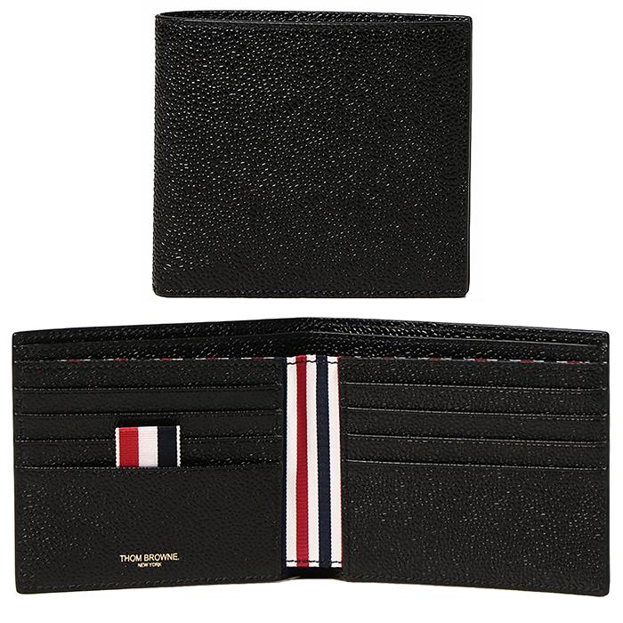 THOM BROWNE Tricolor Tab Pebble Leather Bifold Wallet