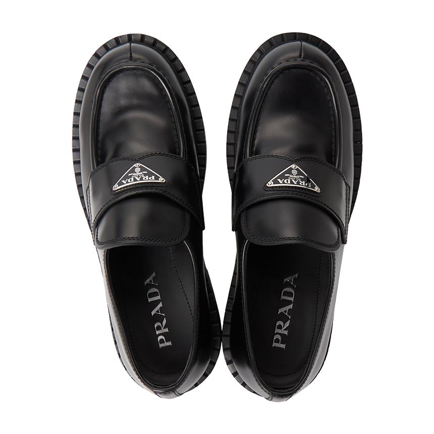 PRADA Black Leather Men's Loafers